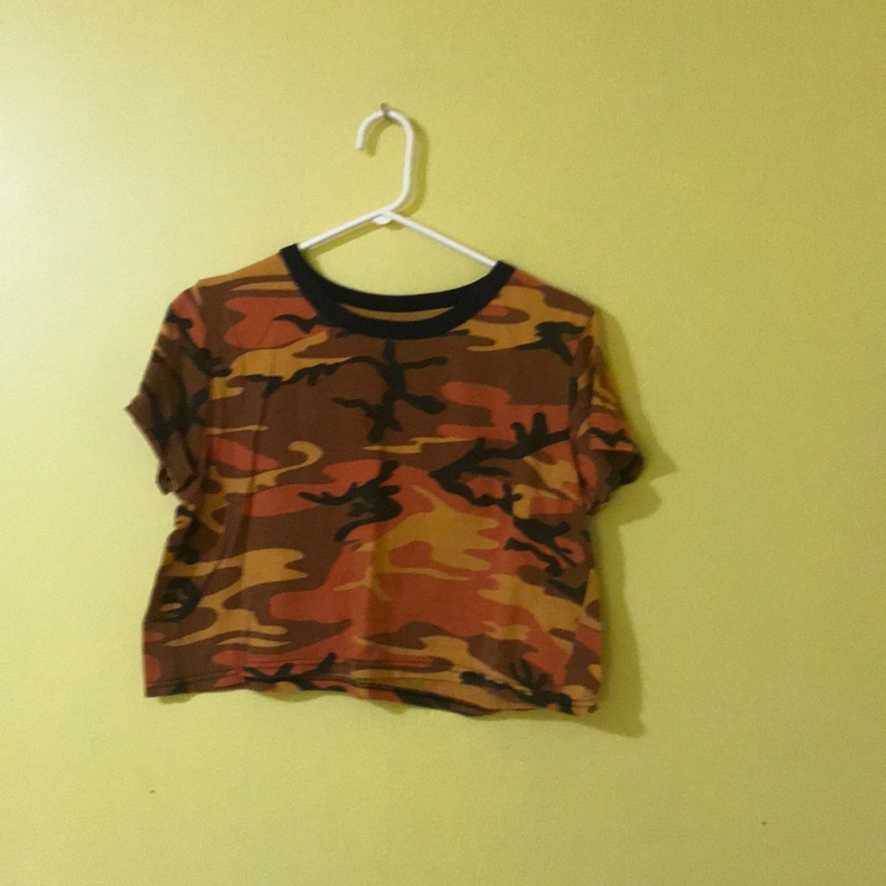 Orange camp crop top